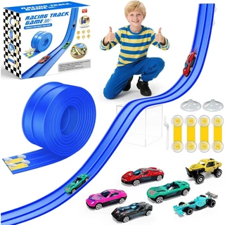 Pista Flexível De 15 Pés/4.5 M , De Carro De Corrida Para Brinquedos Infantis Com 10 Ventosas Portátil Enrolada Compatív