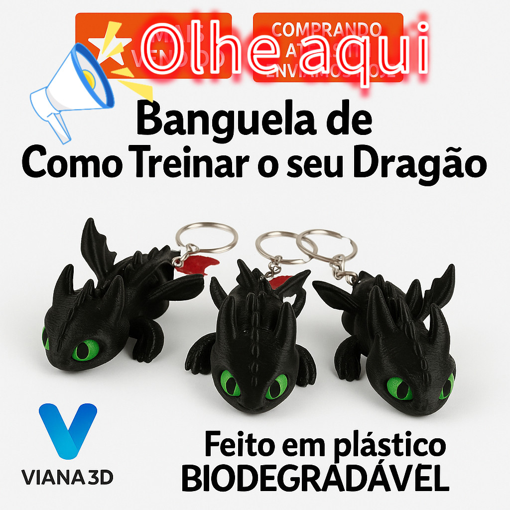 Chaveiro Banguela / Fúria da Luz - Como Treinar o Seu Dragão - 7cm - kit 1/3/5 unidades