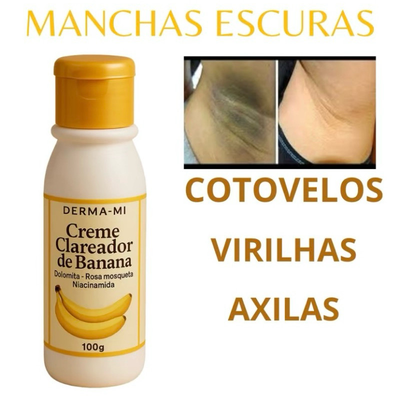 Creme Clareador de Banana 100g – Clareia Manchas Escuras, Virilhas ...