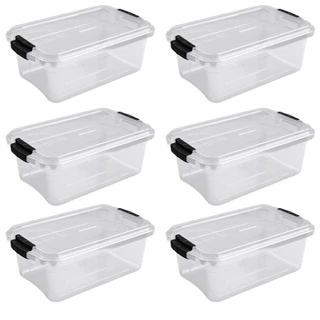 Kit com 2, 3, 4, 5 e 6 Caixa Organizadora Transparente 3 Litros Com tampa e Travas em Oferta na Shopee