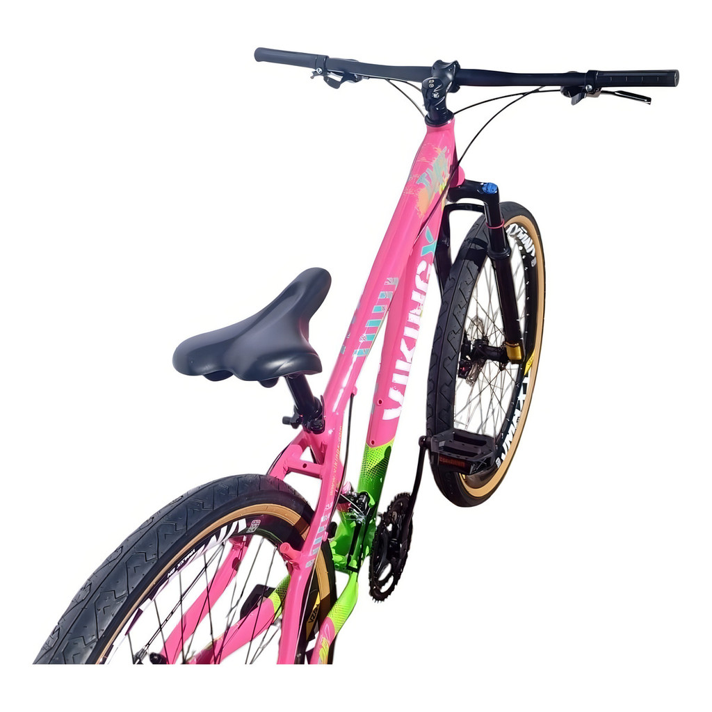 Bicicleta Vikingx 26 21v Tuff 25 Balão Faixa Amarela Shimano Cor