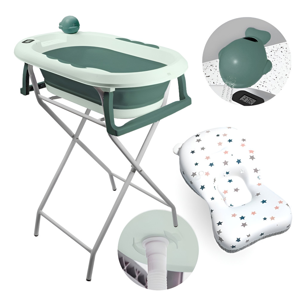 Banheira Com Termômetro Tibaby Dobrável E Suporte Resistente | Shopee ...