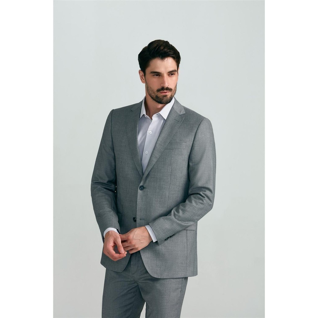 Terno Slim Fit PV Liso - Cinza Claro | Shopee Brasil