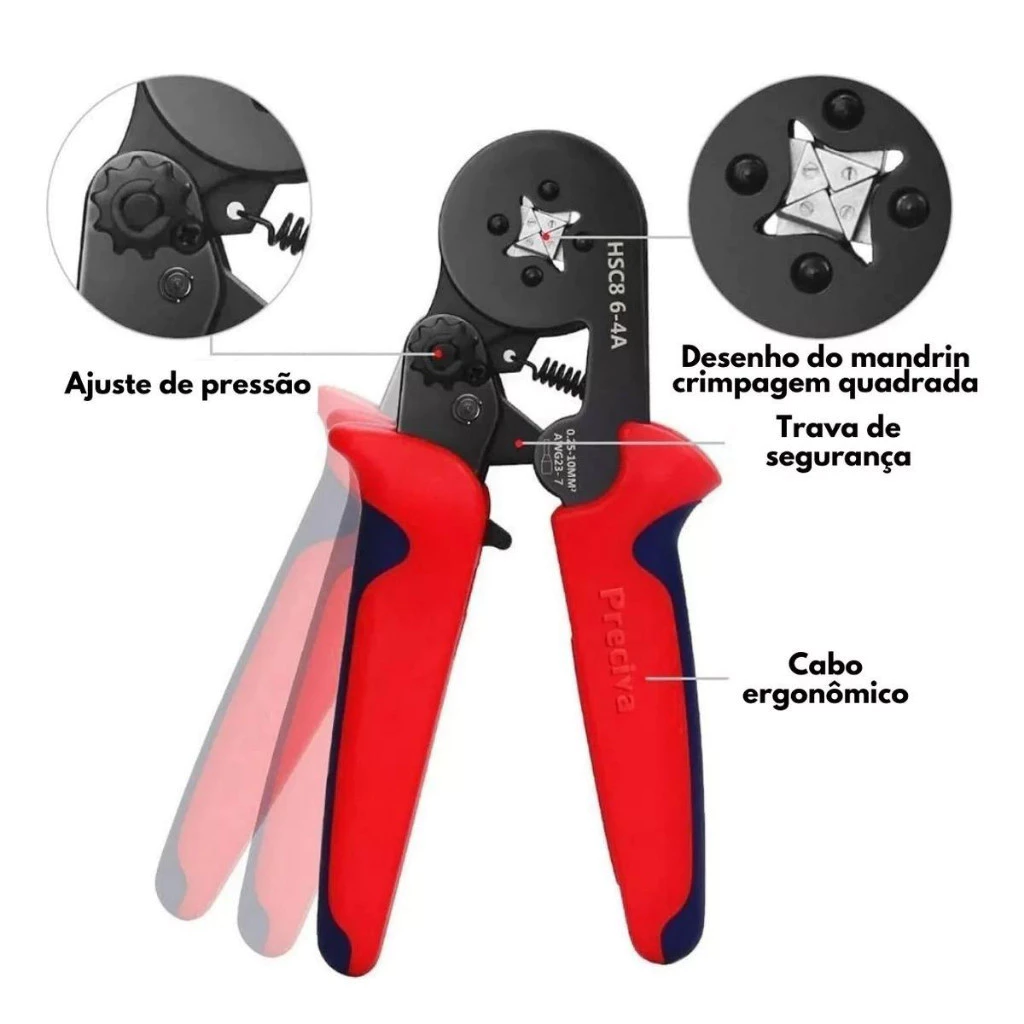Kit Alicate Crimpar Descascador 1200 Terminais Ilhós Tubular - Imagem 4
