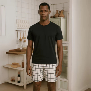 Pijama masculino curto Xadrez 100% algodão [O MELHOR DA SHOPEE] em Oferta na Shopee