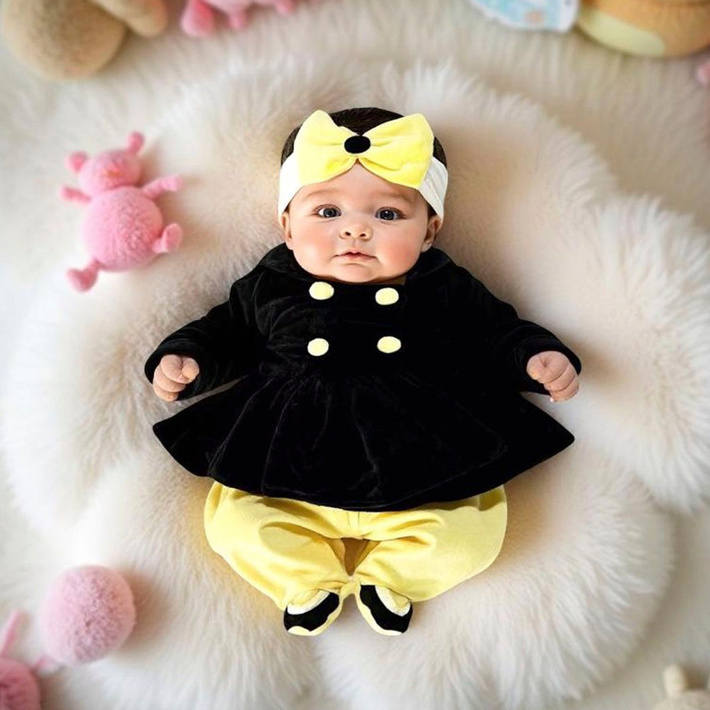 Macacão Roupa de Bebê Menina Recém Nascido Plush Jasmine Amarelo Kit 3 ...