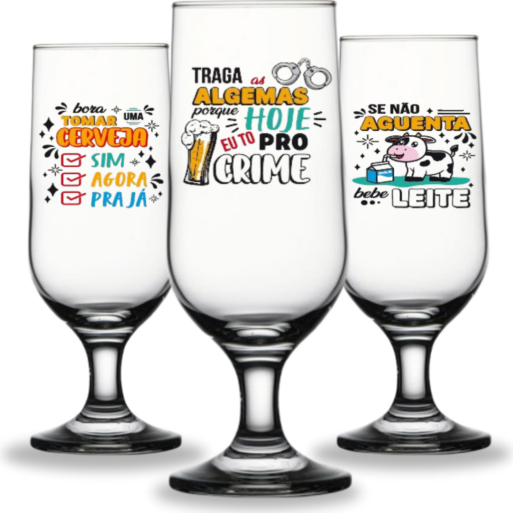 Taça de Vidro Cerveja 350ml c/ Decalque Permanente - Frases Engraçadas ...