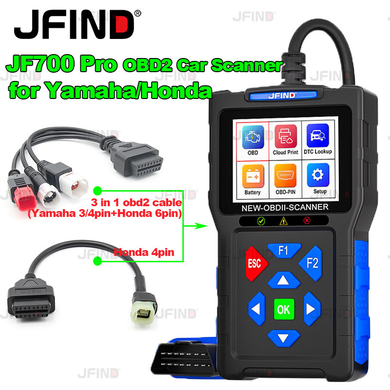 Scanner JFIND JF700 PRO Para Honda/Yamaha OBD2 Leitor De Código De Falha De Motor De Motocicleta De Carro Analisador De em Oferta na Shopee