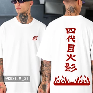 Camiseta Naruto Hokage Minato Yondaime Quarto Kanji Anime Shippuden Camisa Unissex Plus Size Preta