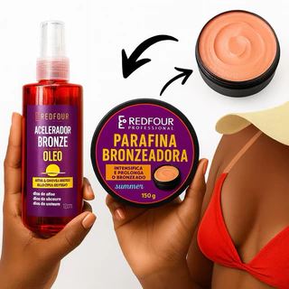 kit 2 em 1 Acelerador De Bronze 120ml + Parafina Bronzeadora RedFour 150g original