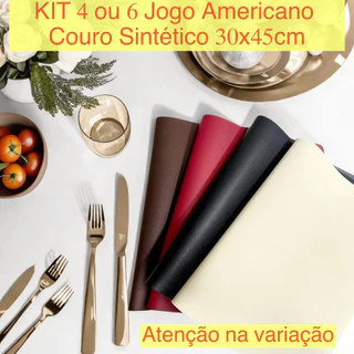 Jogo Americano Kit 4 ou 6 Peças Couro Sintético PU 30x45cm Descanso Panela Pratos Mesa de Jantar em Oferta na Shopee