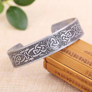 Pulseira Magnética Triquetra Viking Dreamtimes para Homens, Ajustável, Amuleto Viking Celta, Pulseiras de Nó, Presente