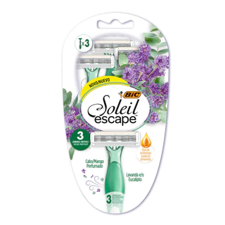 Barbeador descartável Soleil Escape Lavanda e Eucalipto 3 unidades Bic em Oferta na Shopee