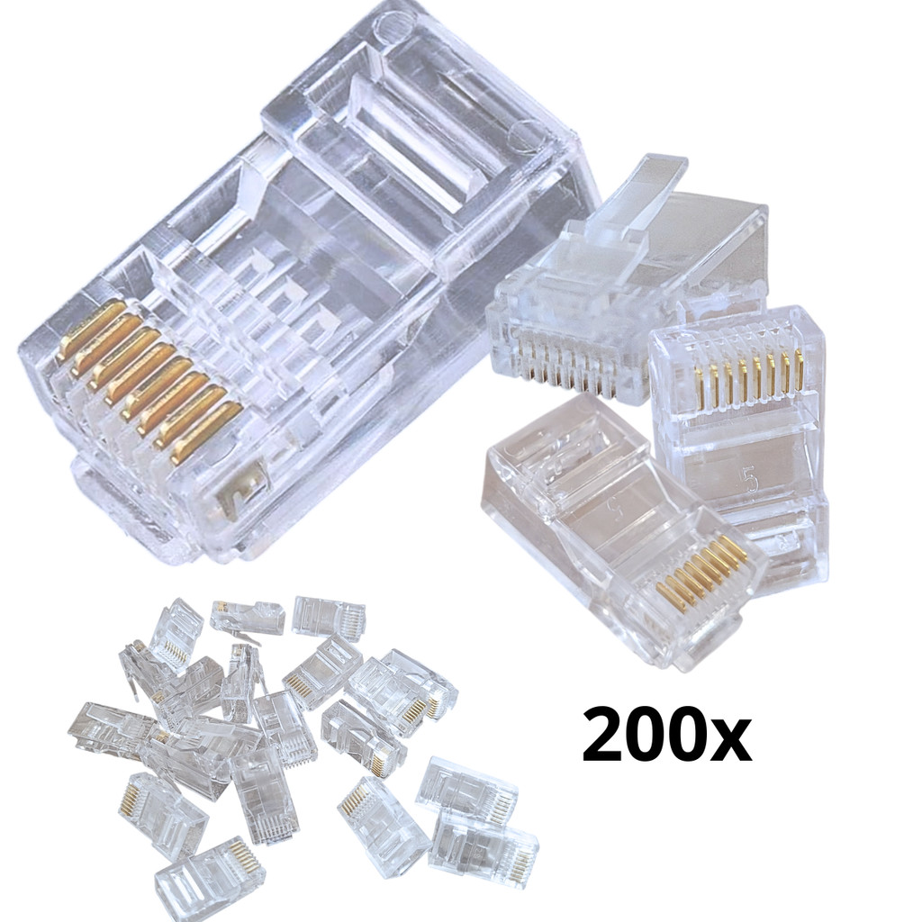 CONECTOR PARA CABO DE REDE 200UN BANHADO A OURO PONTA EZ-RJ45 CAT5 CONT ...