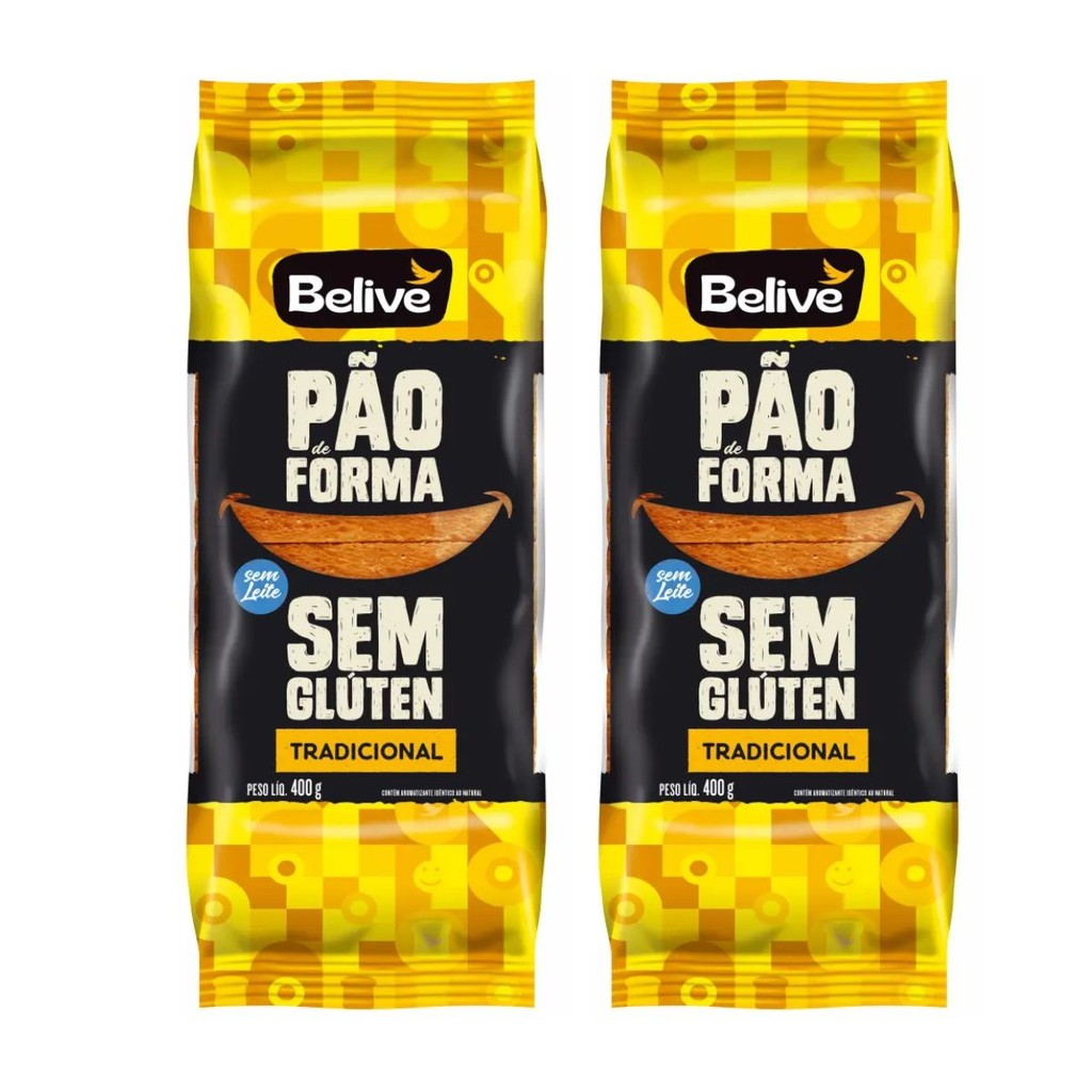 Kit 2 Belive Pão de Forma Tradicional S/ Glúten e Lactose 400g | Shopee ...
