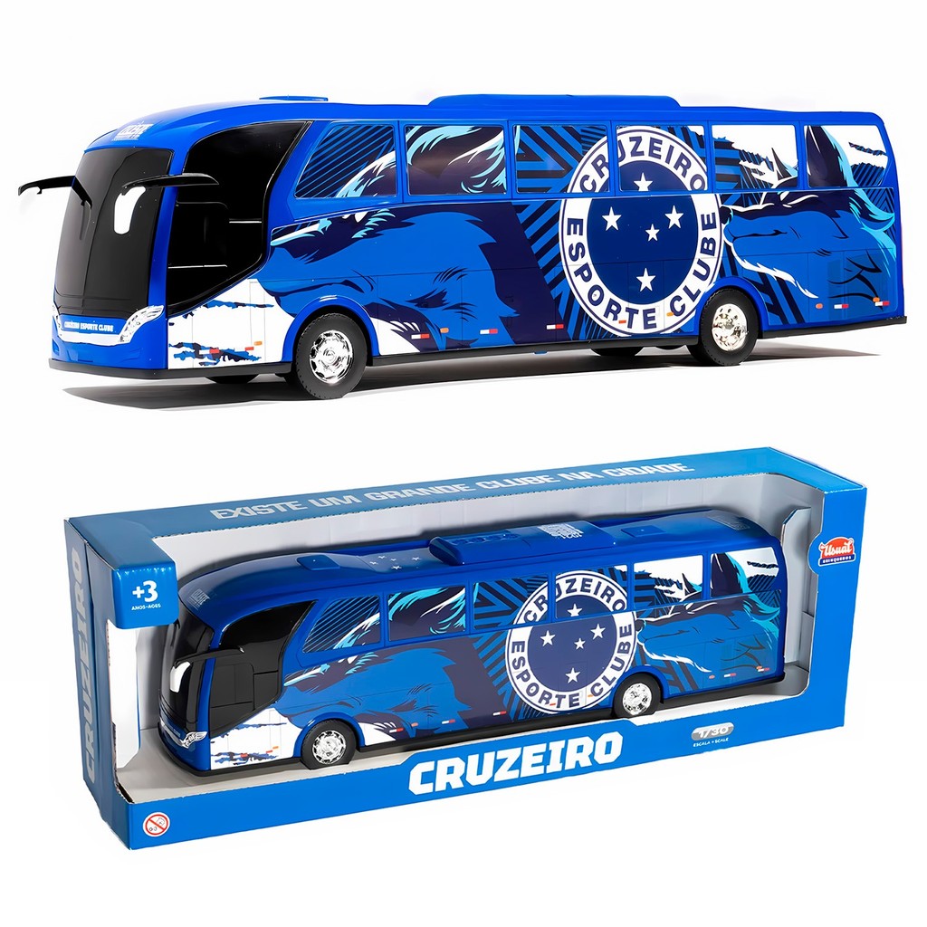 Busão Cruzeiro Esporte Clube Escala 1/30 Réplica Azul Celeste Licenciado Para Colecionar Oficial