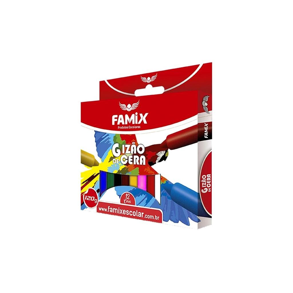 Kit Giz de Cera Redondo Jumbo 12 Cores Grande Famix | Shopee Brasil