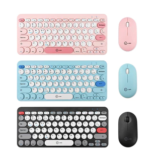 Kit Teclado e Mouse Wireless Macaron Slim Silencioso 10m Alcance Compatível com PC e Laptop