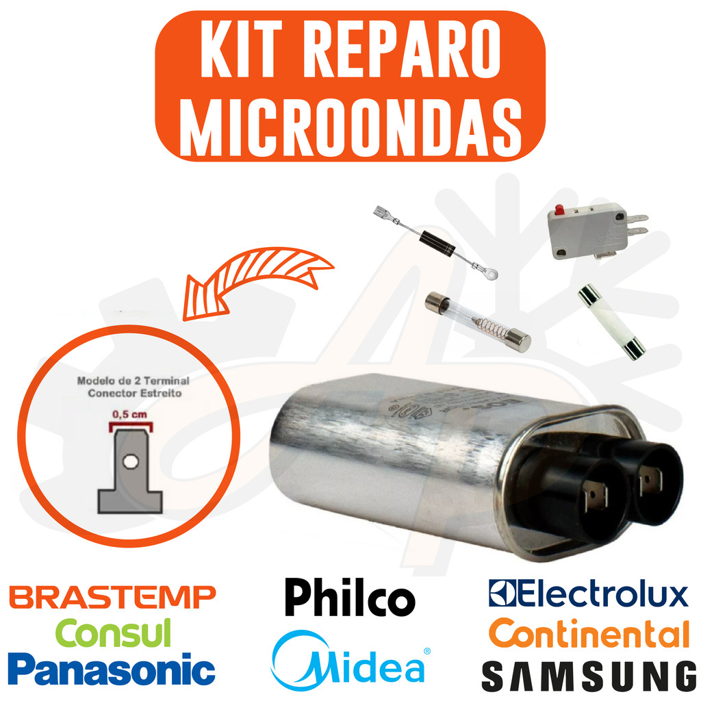 Kit Reparo P/ Microondas com Capacitor 1,05uf + Fusível Cerâmica ...