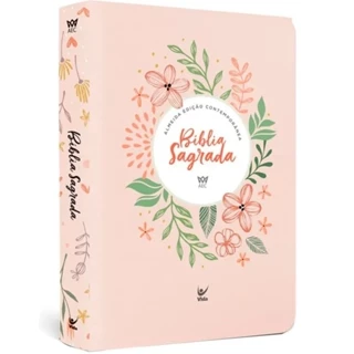Bíblia Sagrada | AEC | Letra Gigante | Capa PU | Salmão Flores em Oferta na Shopee