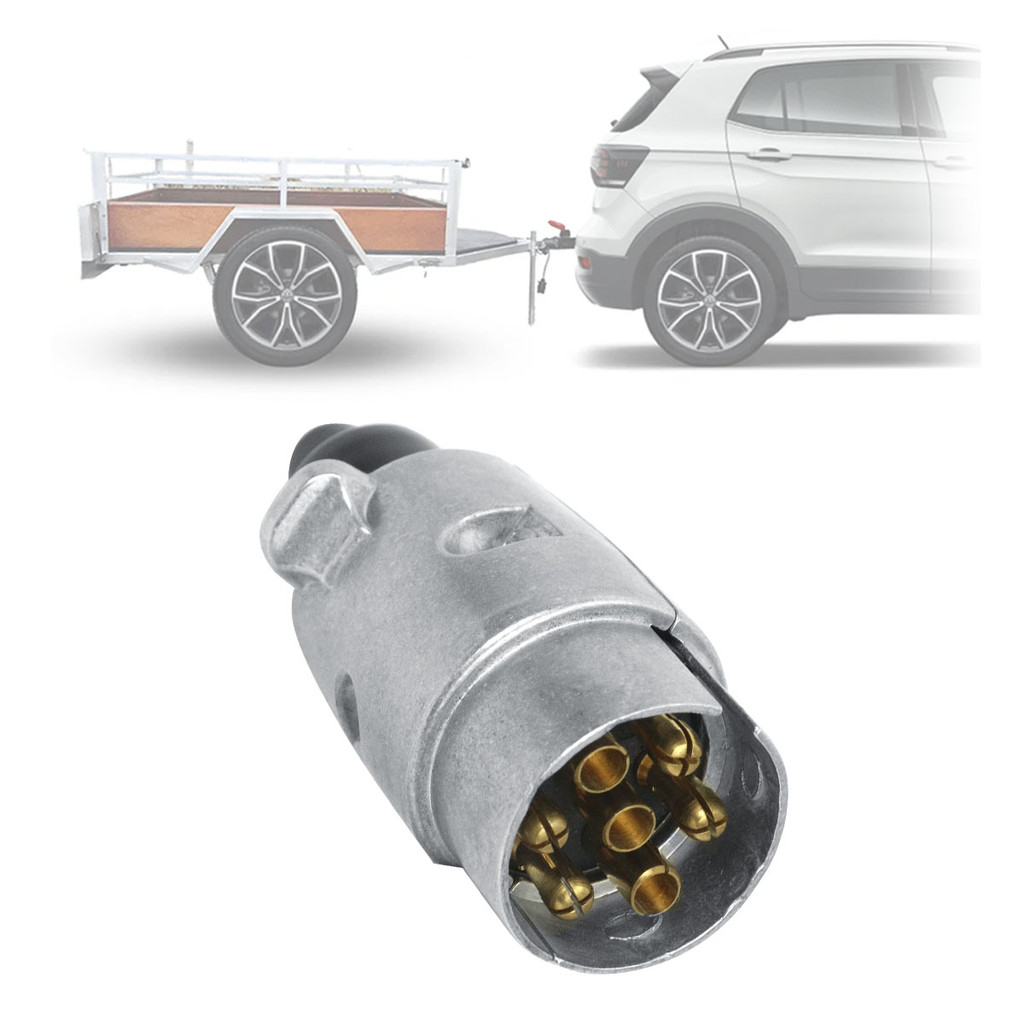 Tomada Engate Reboque Aluminio Macho 7 Polos Bivolt Cromada Conector ...