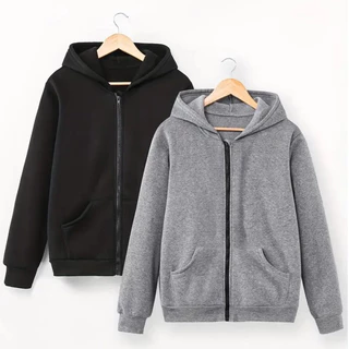 Kit 2 Moletons com Capuz Bolso Jaqueta Zíper Moletom Blusa De Frio Masculina Unissex Flanelado