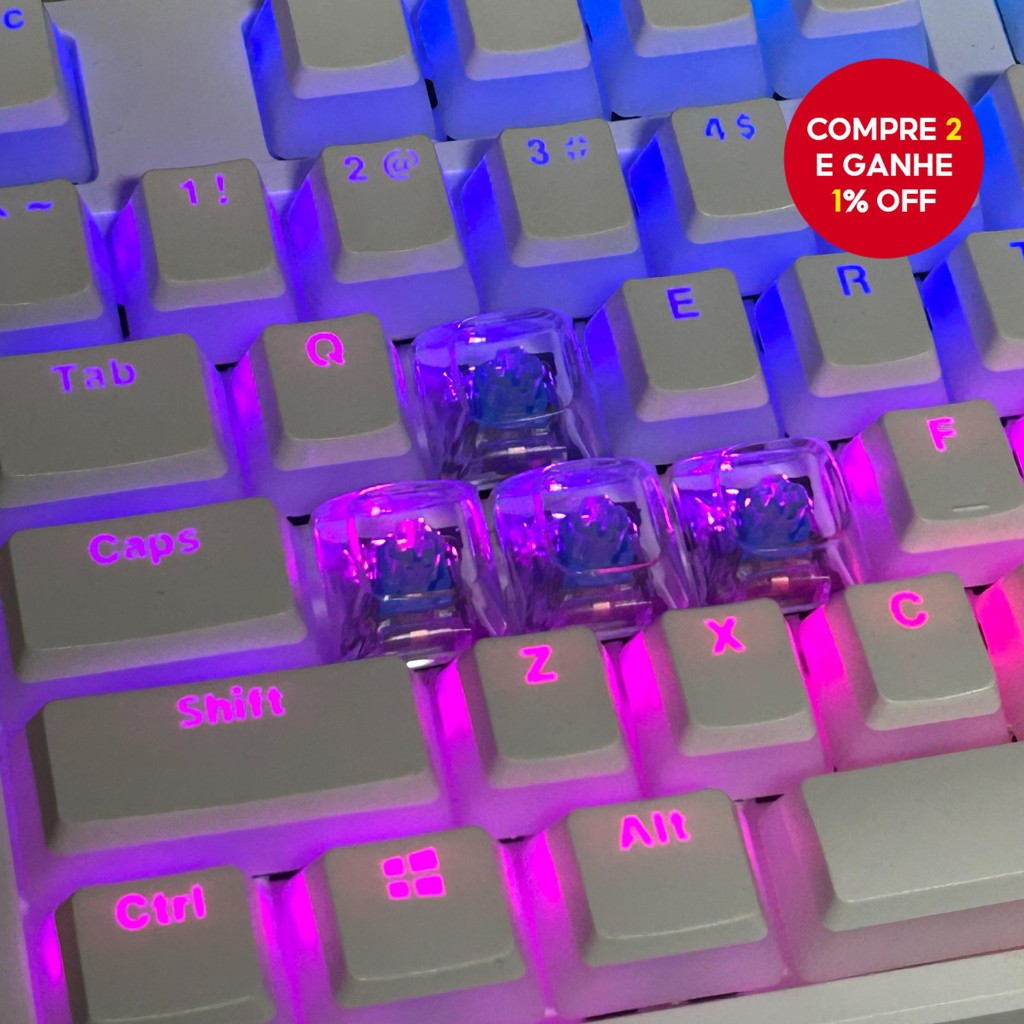 Teclado Keycaps Totalmente Transparente Mecânico Cristal PC Retroiluminado Cereja Colorido Gastron