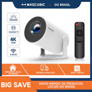 Projetor Magcubic HY300Pro 4K 290ANSI Android 11 Nativo 720P Dual Wifi6 BT5.4 Short Throw Cinema