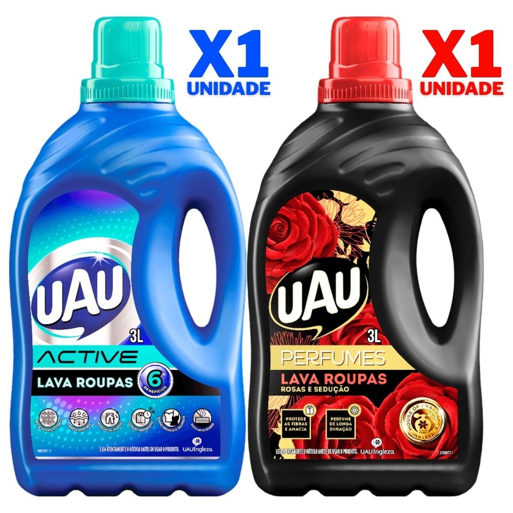 Lava Roupas UAU Líquido 3L Limpeza Profunda e Perfume | Shopee Brasil