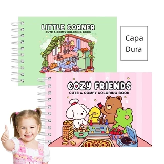 Livro De Colorir Infantil Cozy Friends Capa Dura 50 Folhas com Acetato Caderno de Coloring Book em Oferta na Shopee