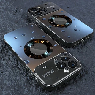 Capa Magnética De Metal Fosco Compatível Com iPhone 17 16 14 13 12 11 15 Pro Max Plus AIR Silicone Macio Transparente À