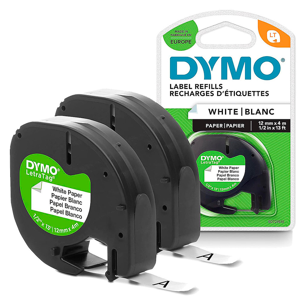 Fita Papel Para Rotulador Letratag 12mm Dymo Branca 2 Unids | Shopee Brasil