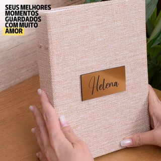 Álbum fotográfico Personalizado com Nome p 160 Fotos 15x21 TAG Acrilico Dourado