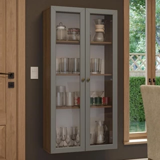 Cristaleira Suspensa 70 cm 2 Portas de Vidro Vik Madesa R em Oferta na Shopee