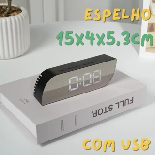 Relógio De Mesa Digital Com Espelho E USB 15x4x5,3 Led Despertador LCD Fonte Branco Calendário Data em Oferta na Shopee