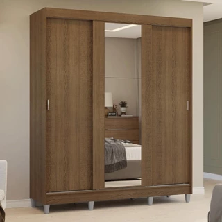 Guarda-Roupa Casal com Pés 3 Portas de Correr com Espelho Reno Madesa R em Oferta na Shopee
