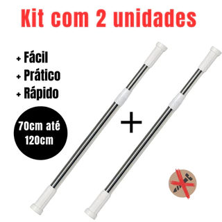 Kit Com 2 Varão Extensível Multiuso Retrátil - 70cm a 120cm