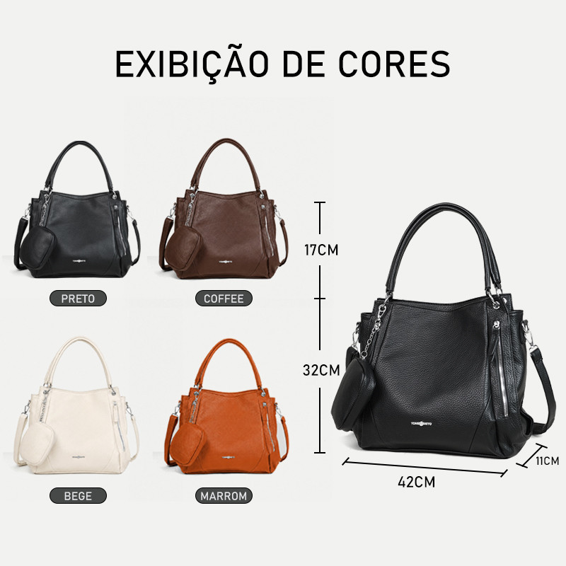 Bolsa Mochila Feminina Grande De Ombro Com Alça Transversal De
