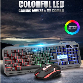 Kit de teclado e mouse gamer A-638 Português Brasil de cor preto Com Luz De LED