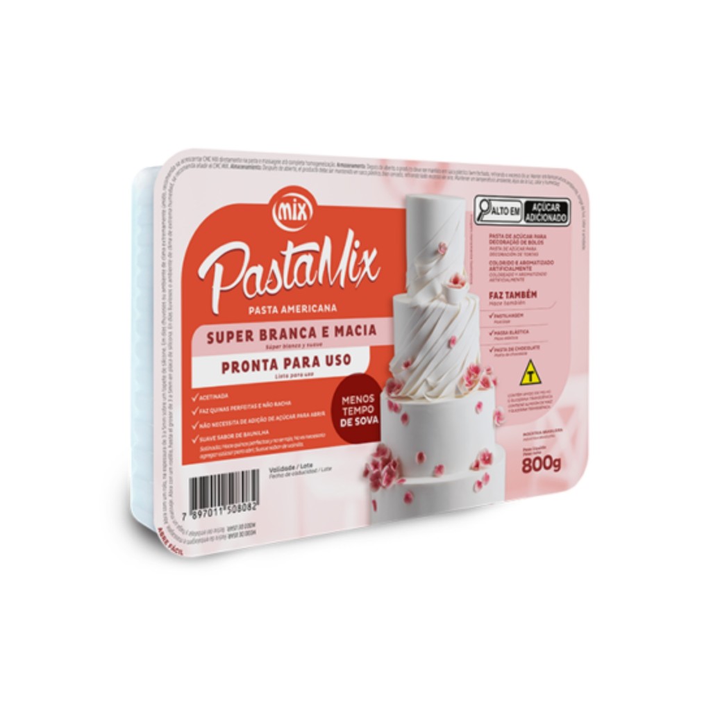 Pasta Americana Mix Branca 800g Tradicional para Decoração d