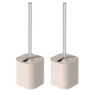 Jogo de Escovas Sanitárias Com Suporte e Tampa 2 Peças Dual Bege - Ou em Oferta na Shopee