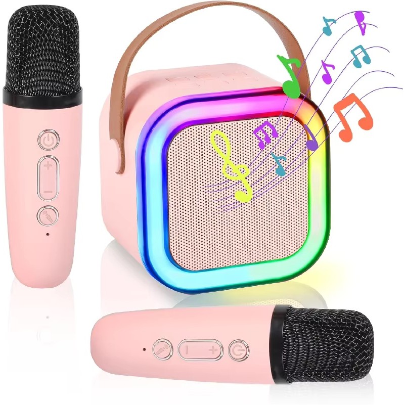 Karaokê Bluetooth com 2 Microfones Sem Fio Caixa de Som Portátil ANJGG BRASIL