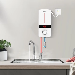 Aquecedor Elétrico de Passagem Instantâneo 5500W 220V com Display Digital para Cozinha e Banheiro