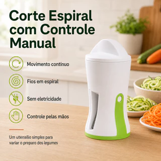 Cortador Espiral de Legumes Rotativo Manual Multifuncional com Corte em Tiras para Cenoura Pepino e Vegetais na Cozinha