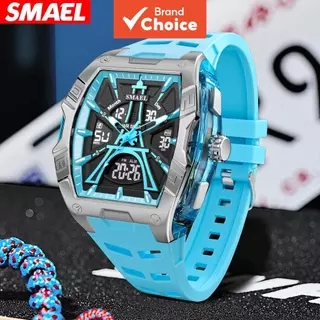 SMAEL 1 relógio de quartzo eletrônico masculino, estilo negócios, visor duplo de calendário luminoso HD, cronômetro,