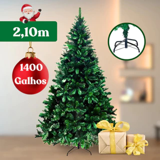Árvore de Natal 2,1m Pinheiro Verde Luxo com 1400 Galhos Densa e Cheia para Decoração