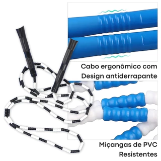 Corda de Pular Multifuncional – Segmentada com Miçangas para Uso em Esportes e Recreação