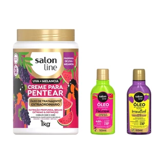 Kit Mix de Melancia e Uva com Creme para Pentear e 2 Óleos Reparador em Oferta na Shopee