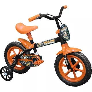 Bicicleta Infantil Track Arco Íris PO Preto e Laranja Aro 12 com Rodinhas em Oferta na Shopee