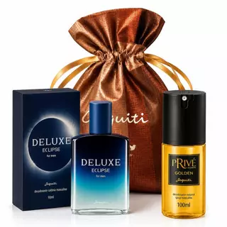 Kit Presente Masculino Jequiti Deluxe Eclipse + Body Splash Privé Golden + Sacola brinde